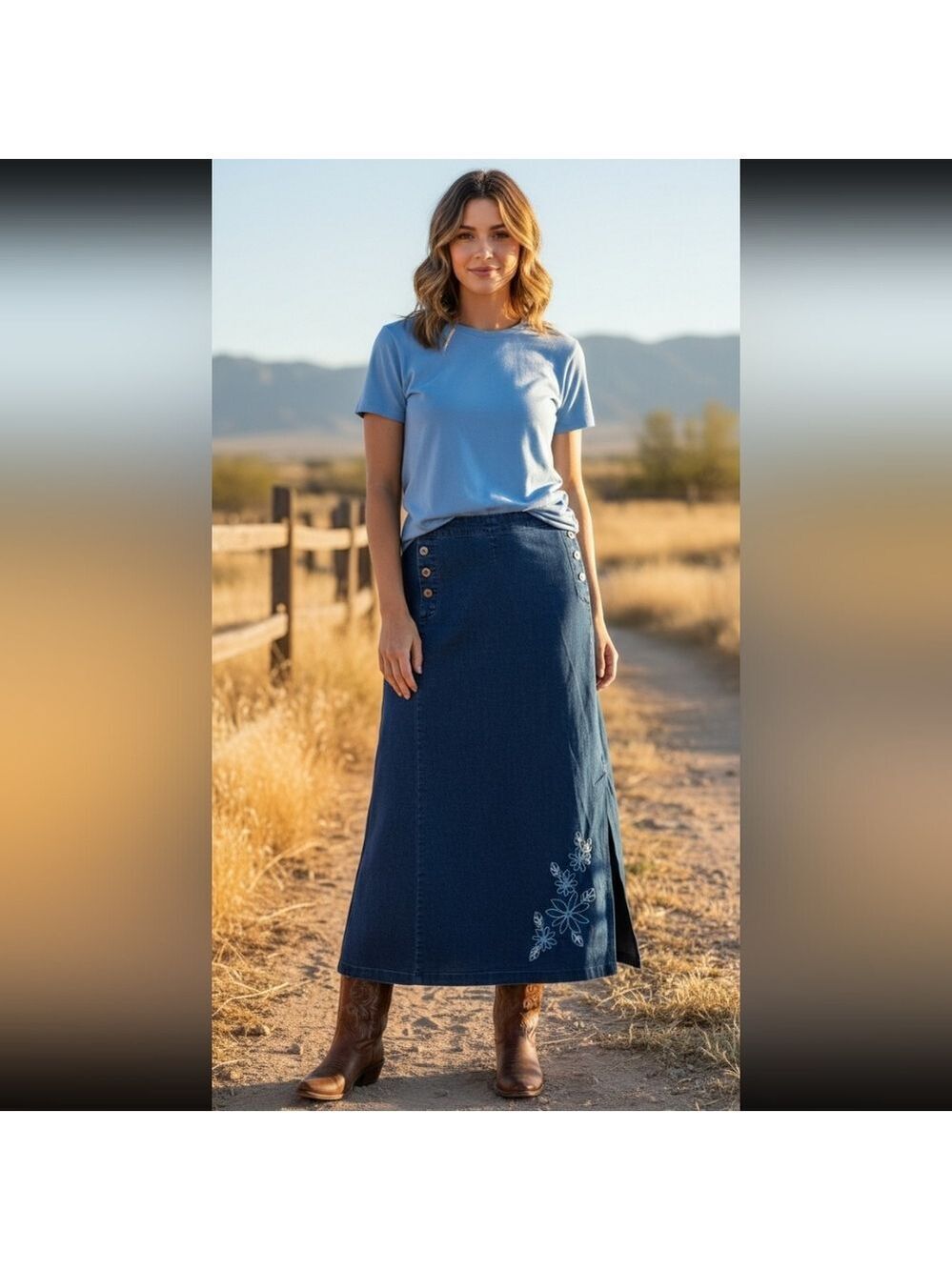 Requirements Embroidered Linen blend Maxi Skirt Size 10